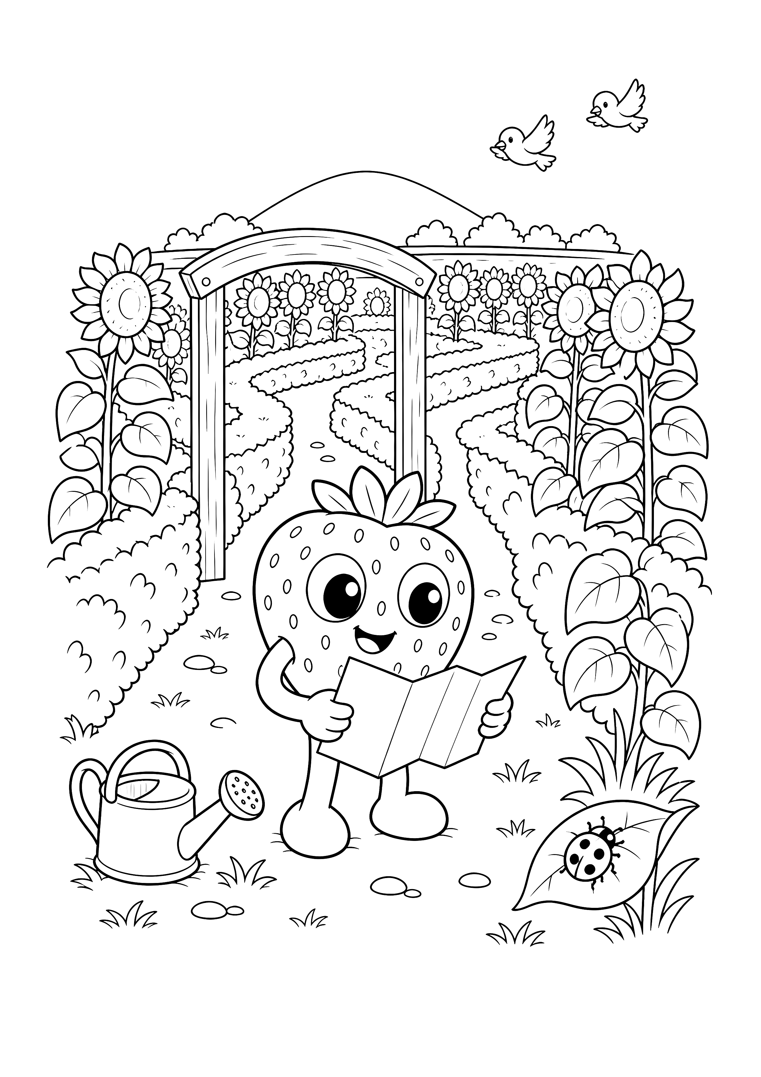 Bibi im Sonnenblumenlabyrinth — Bibi folgt einer Gartenkarte durch hohe Sonnenblumen und sucht den Ausgang.