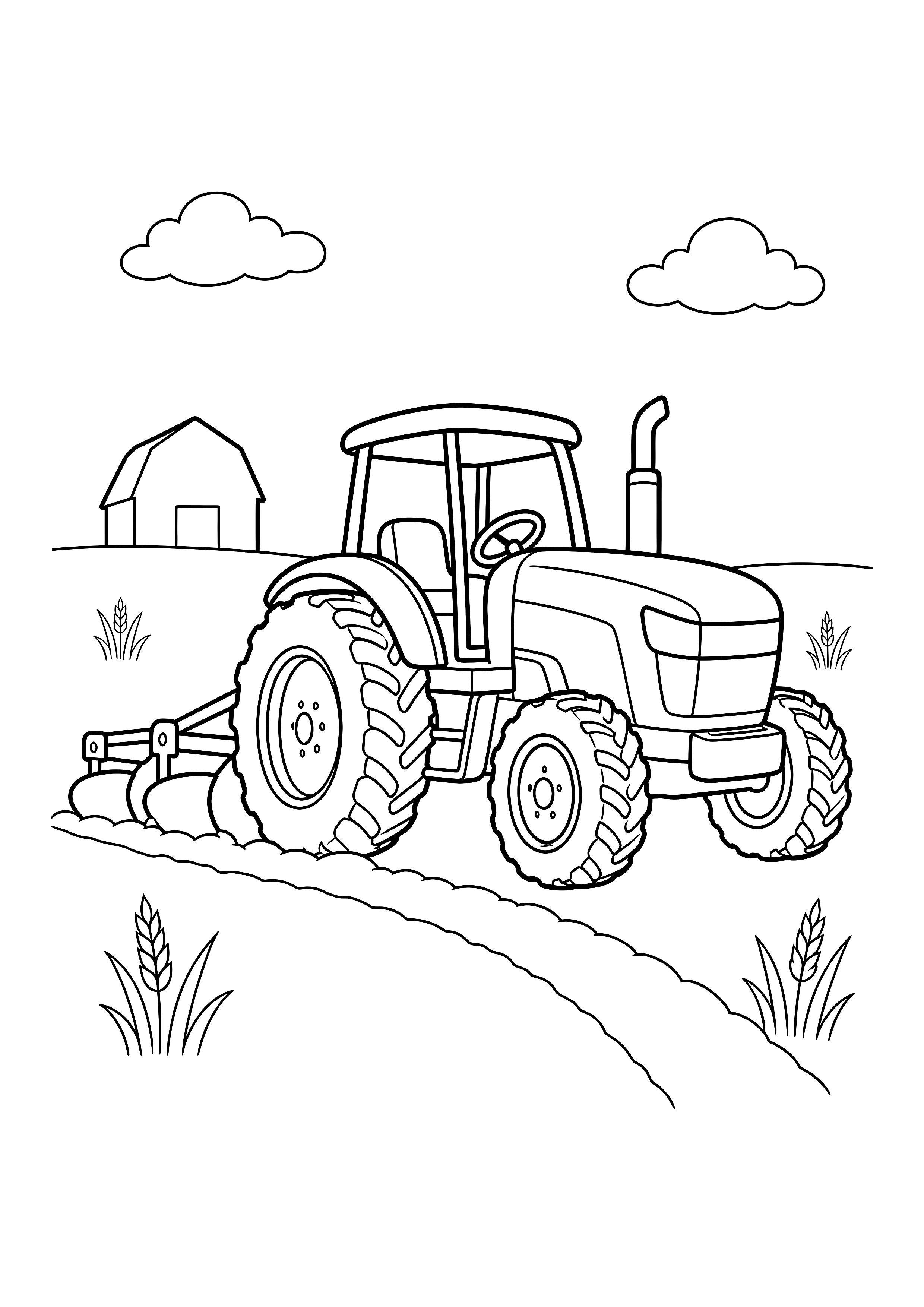 Traktor auf dem Acker — Ein kräftiger Traktor zieht einen Pflug über einen weiten Acker.