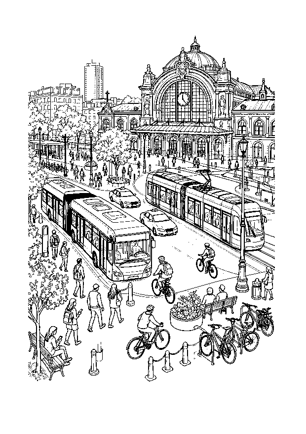 Stadtfahrzeuge: Verkehr am Hauptbahnhof