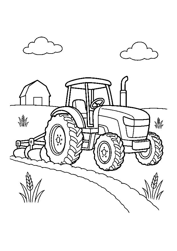 Traktor auf dem Acker — Ein kräftiger Traktor zieht einen Pflug über einen weiten Acker.