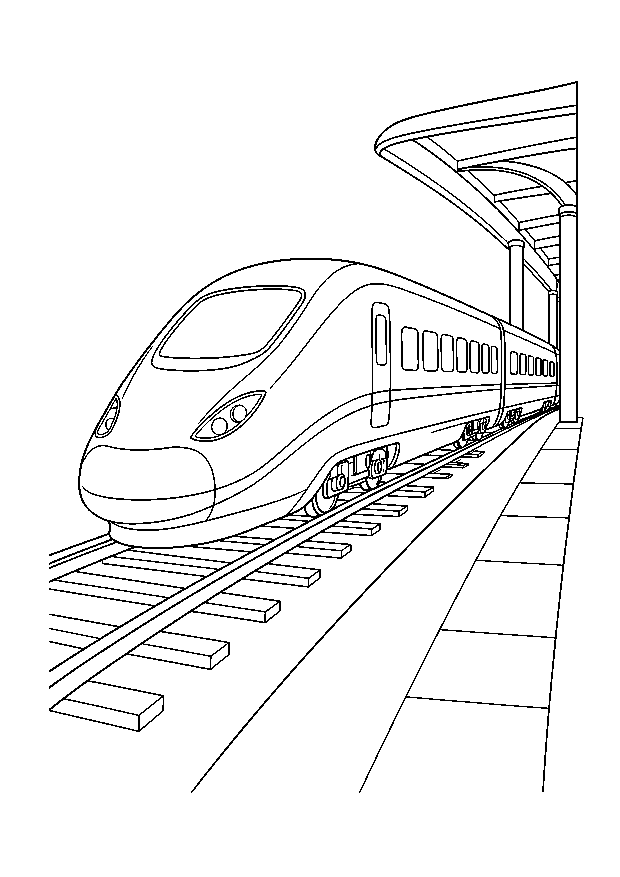 Schnellzug kommt am Bahnsteig an — Ein stromlinienförmiger Hochgeschwindigkeitszug erreicht einen modernen Bahnsteig.