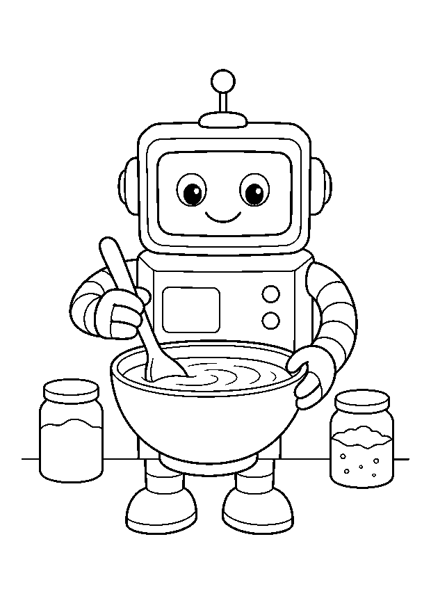 Küchenroboter rührt Teig — Ein kastenförmiger Küchenroboter rührt Teig in einer großen Schüssel.